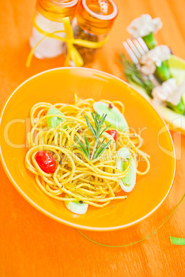 plate of pasta on the table