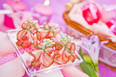 decorated piece of ham on the table