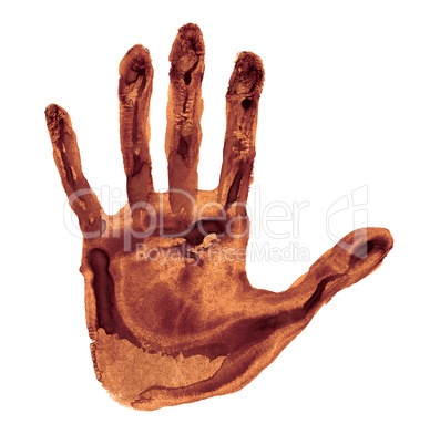 Brown handprint isolated