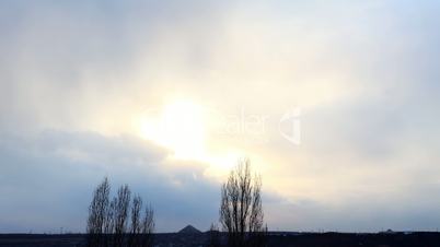 Sunset with clouds, evening (Time Lapse)