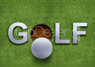 Golf word on green grass