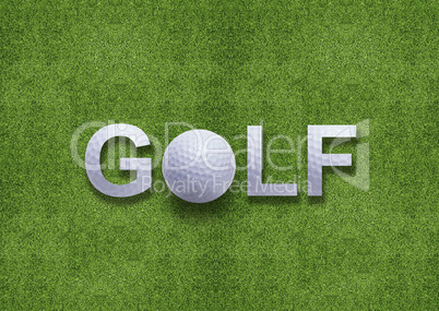 Golf word created from golf ball