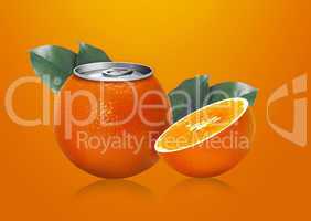 Orange can and half orange
