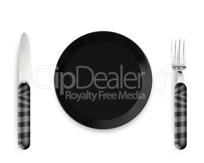 Empty Plate with knife and fork