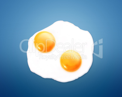 Fried egg on Blue background
