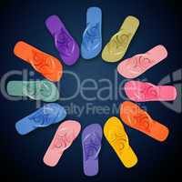 Colorful Flip Flops on circle shape