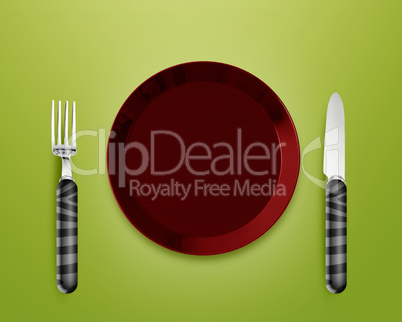 Empty Plate with knife and fork