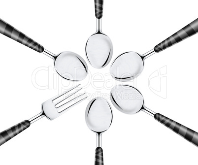 Fork and set of spoons