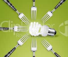 Forks around light bulb