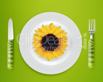 sunflower on plate