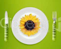 sunflower on plate