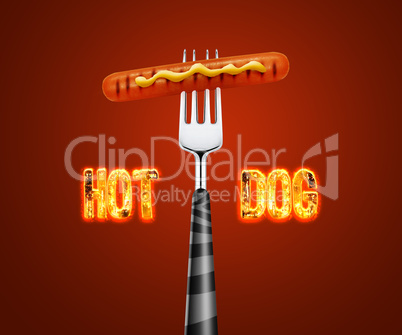 Hotdog on fork