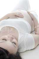 Pregnant lady lying on floor