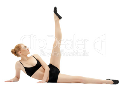 young woman relax in black training suit