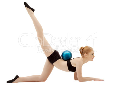 Woman exrcise gymnast performance with ball