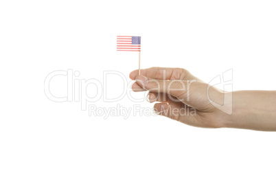 American flag in his hand