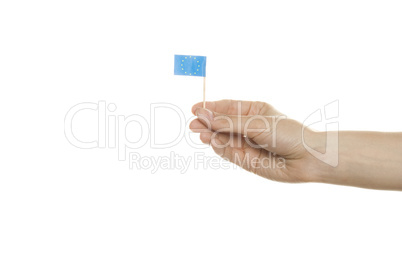 EU flag in his hand