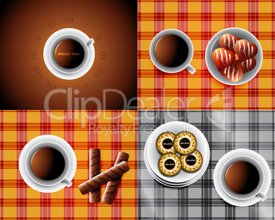 set of backgrounds including Cup of tea and cookies and chocolat