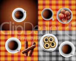 set of backgrounds including Cup of tea and cookies and chocolat