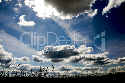 Dark blue sky with clouds