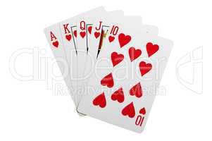 Royal flush hearts for poker