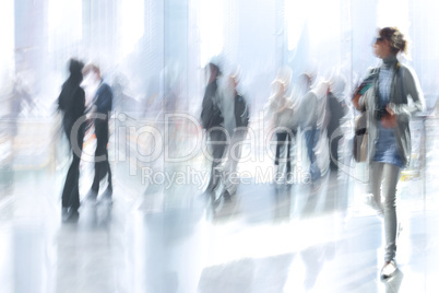 motion blurred business people