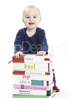child with programming books