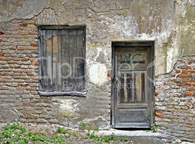 Broken old street house