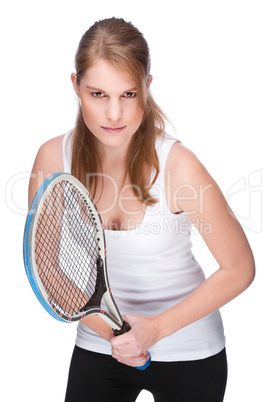 Frau mit Tennisschläger