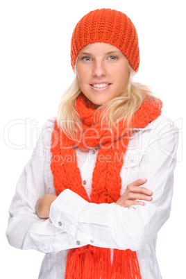 Frau mit Schal und Mütze