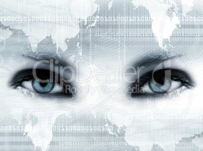 Bue eyes and map