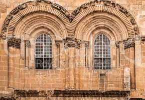 Main entrance to the Church of the Holy Sepulchre in Jerusalem