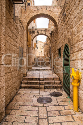 An alley in the old city in Jerusalem.