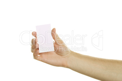 Business card in a man hand