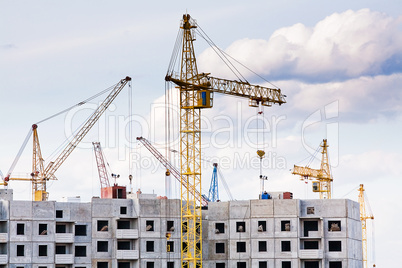 The construction of several large residential apartment building
