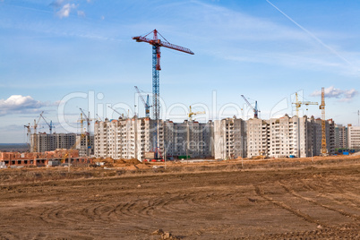 The construction of several large residential apartment building