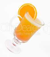 A delicious cocktail from orange juice in a glass beaker decorat