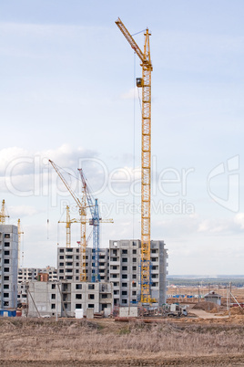 The construction of several large residential apartment building