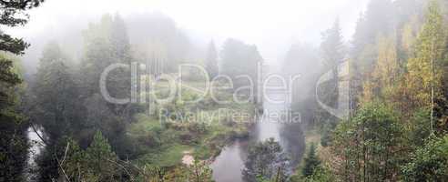 Fog after wild river