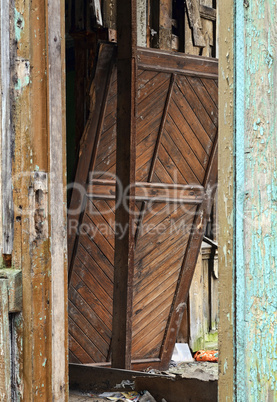 Old broken house entrance detail