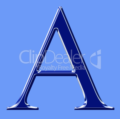 blue metallic alphabet symbol