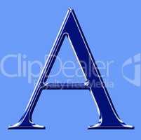 blue metallic alphabet symbol