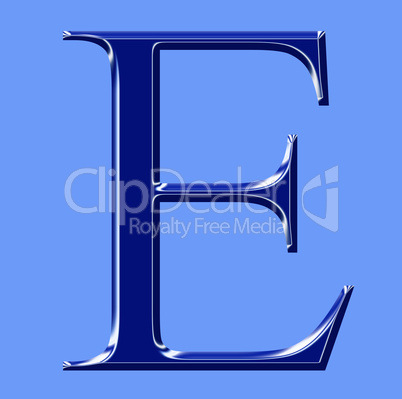 blue metallic alphabet symbol