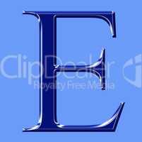 blue metallic alphabet symbol