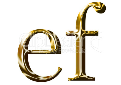 gold alphabet symbol    -  lowercase  letter