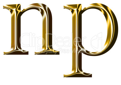 gold alphabet symbol    -  lowercase  letter