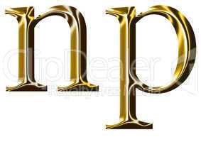 gold alphabet symbol    -  lowercase  letter