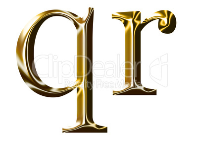 gold alphabet symbol    -  lowercase  letter