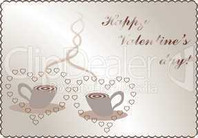 valentines background and card with coffee