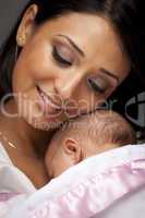 Attractive Ethnic Woman with Her Newborn Baby